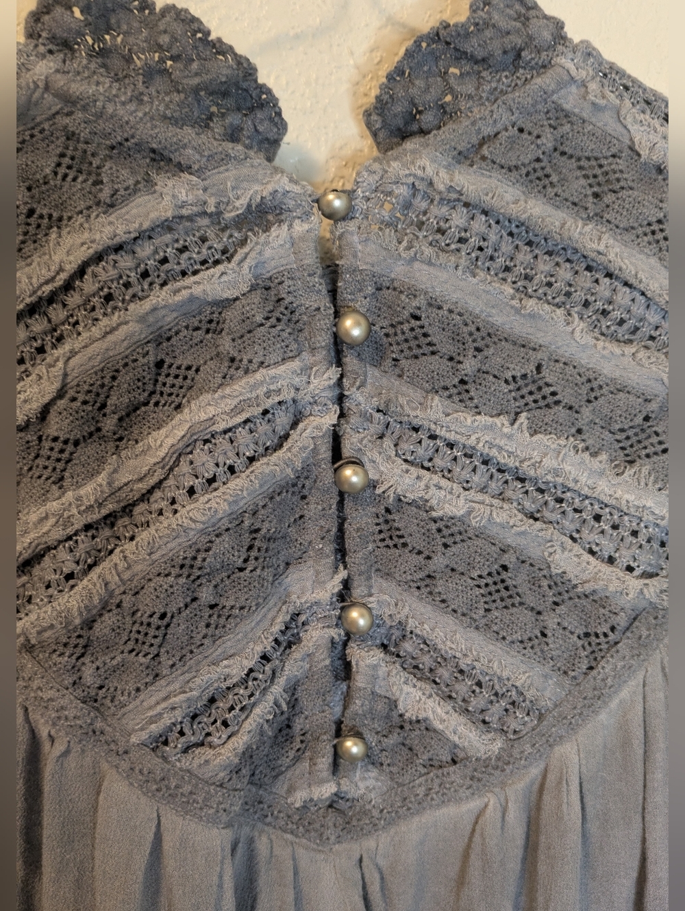 POL Bohemian Lace High Neck Tunic - Gray Mineral Wash - Picture 7 of 10